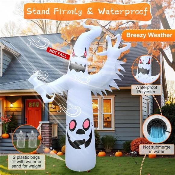 12 FT Halloween Decorations Outdoor, Halloween Inflatables Ghost Decoration, - Picture 6 of 7
